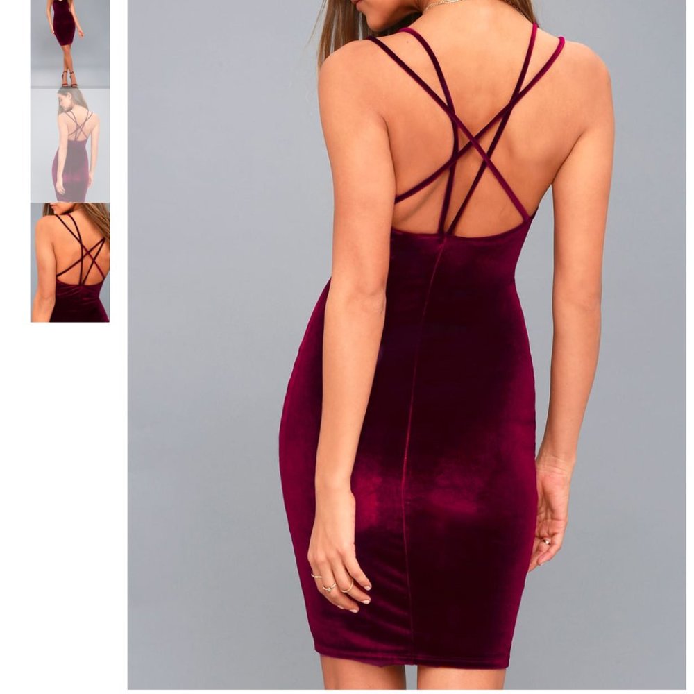 NWT Lulu’s strappy velvet bodycon mini dress